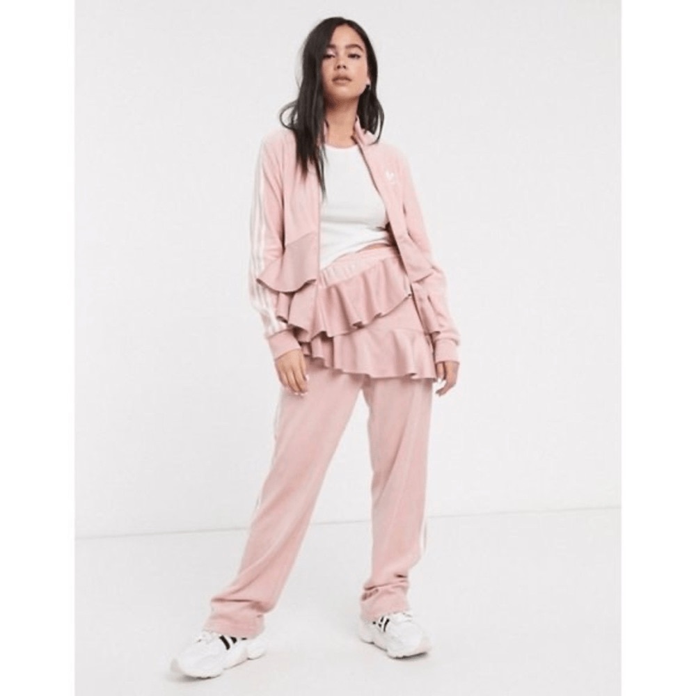 Adidas Originals x J KOO velour ruffle track pants size M - Picture 3 of 13
